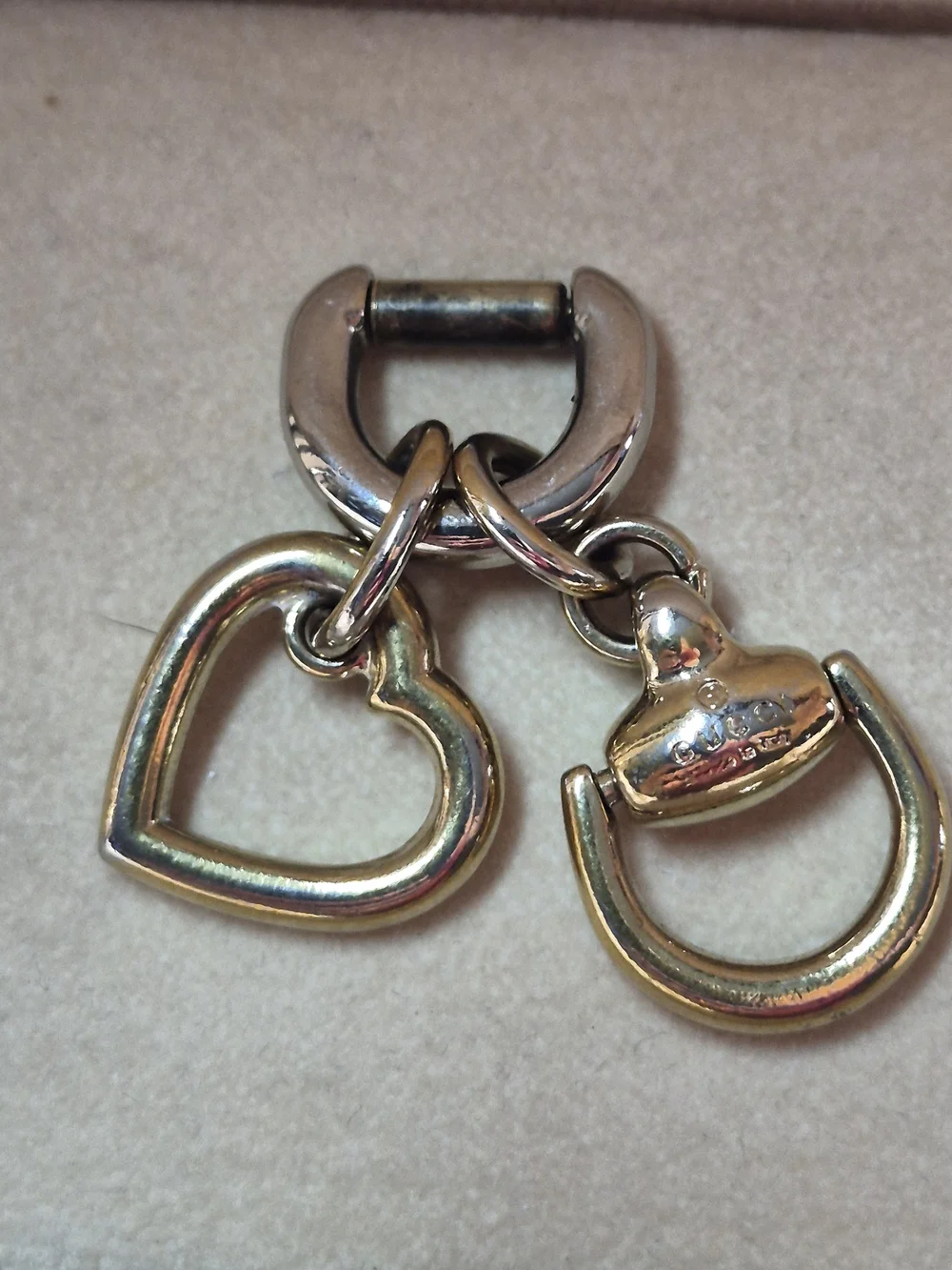 Gucci Gold-Tone Heart Double Horse Bit Charm